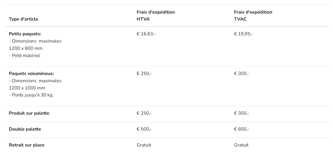 Frais d'expédition EASYfelt